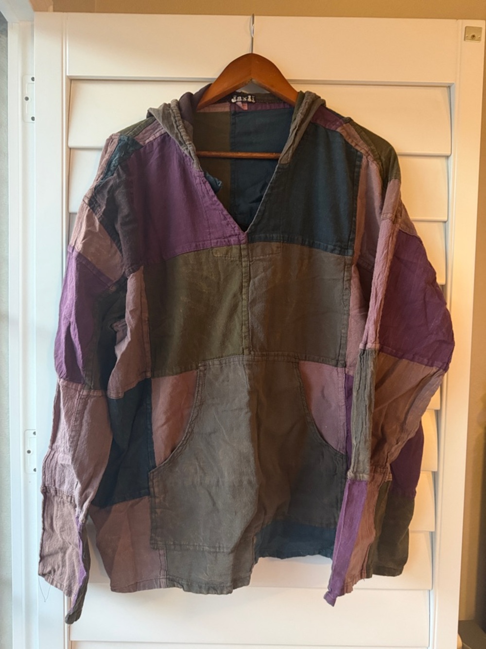 Patchwork Hooded Pullover Jacket - Multicolor
